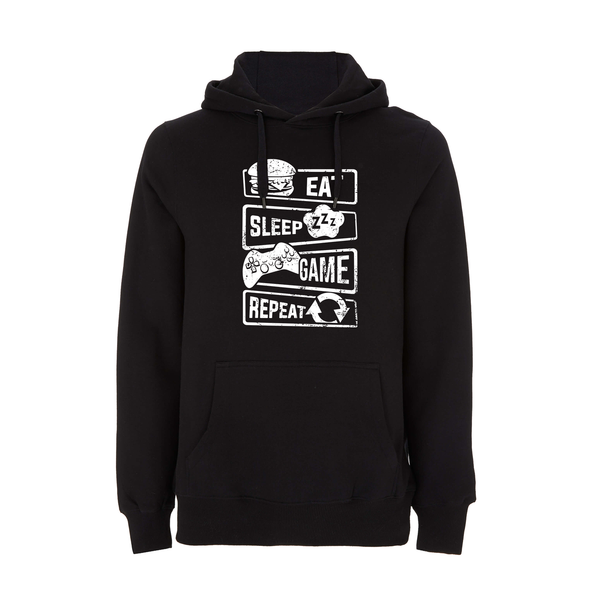 GamersGear Hoodie "Eat. Sleep. Game. Repeat" schwarz