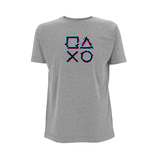 GamersGear T-Shirt Glitch "Play" grau-meliert