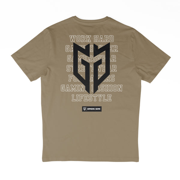 GamersGear T-Shirt "Work Hard. Game Harder!" olivegrün